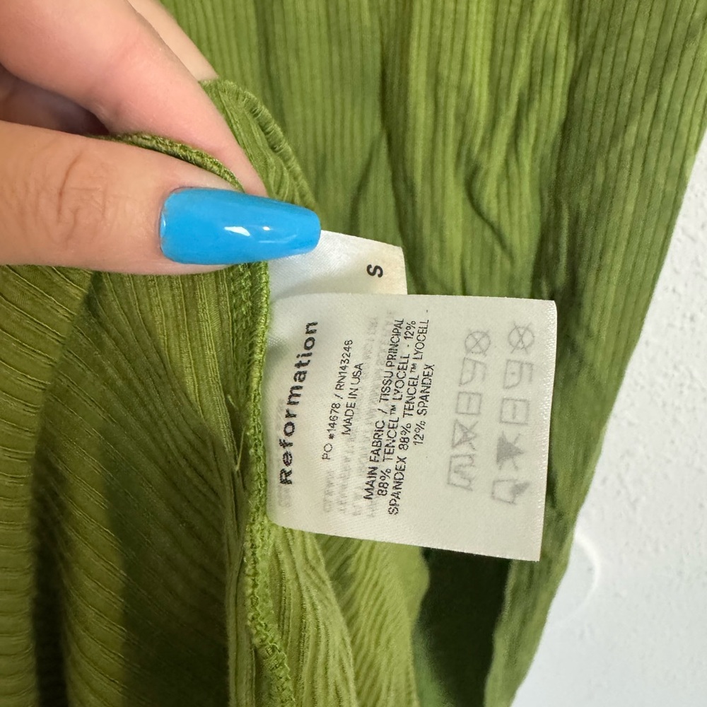 Reformation Cassie avocado green Square Neck Midi Dress - Picture 5 of 6